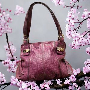 B Makowsky Deep Plum Lombard Glove Leather, Shoulder Bag w/Dust Bag New WOT